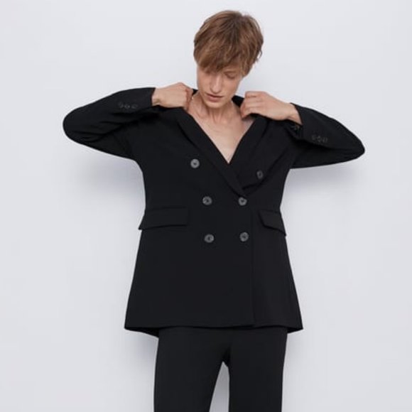 ZARA Blogger Favorite Oversized Double Breasted Blazer Suit Jacket Pea Coat - XS - Picture 7 of 10